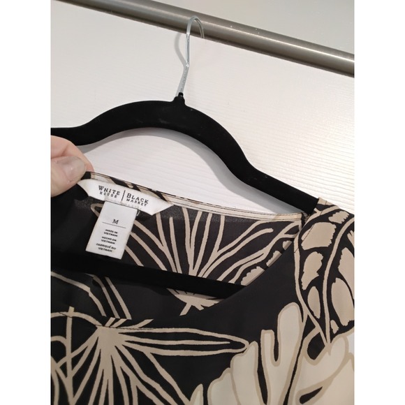 White House Black Market‎ Tropical Leaf Print Asymmetrical Top Size M - Picture 2 of 5